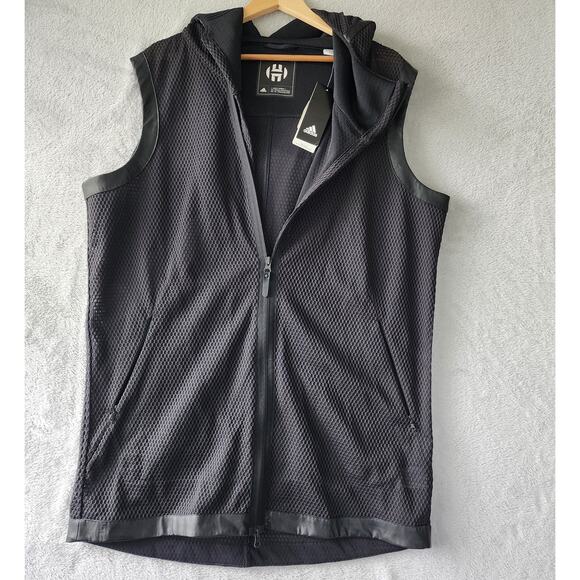 Adidas Harden Black Sleeveless Hoodie NWT - Picture 1 of 10
